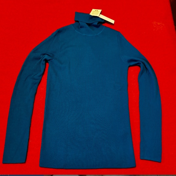 Uniqlo blue extra fine 100% merino wool ribbed turtleneck sweater NWT - Picture 8 of 8